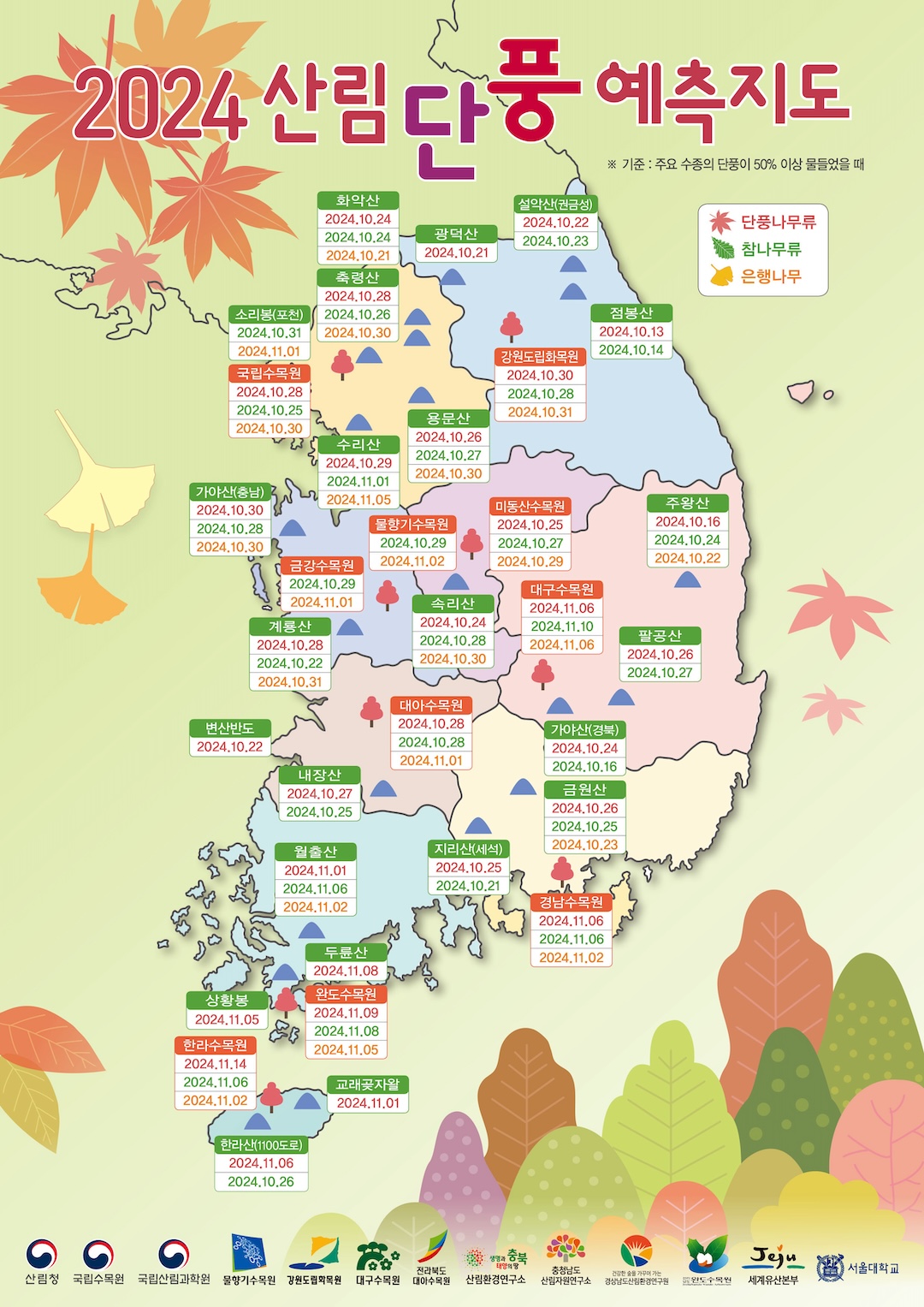 2024 산림청 단풍 예측지도