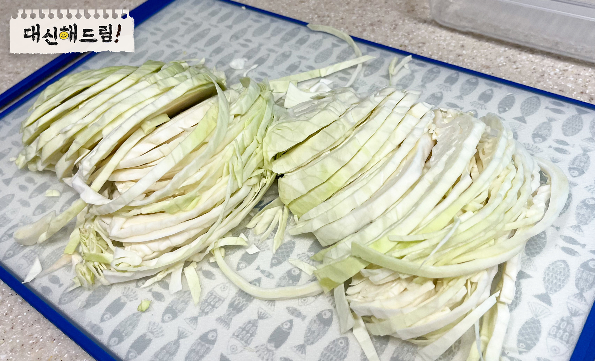 잘게 썰어낸 양배추