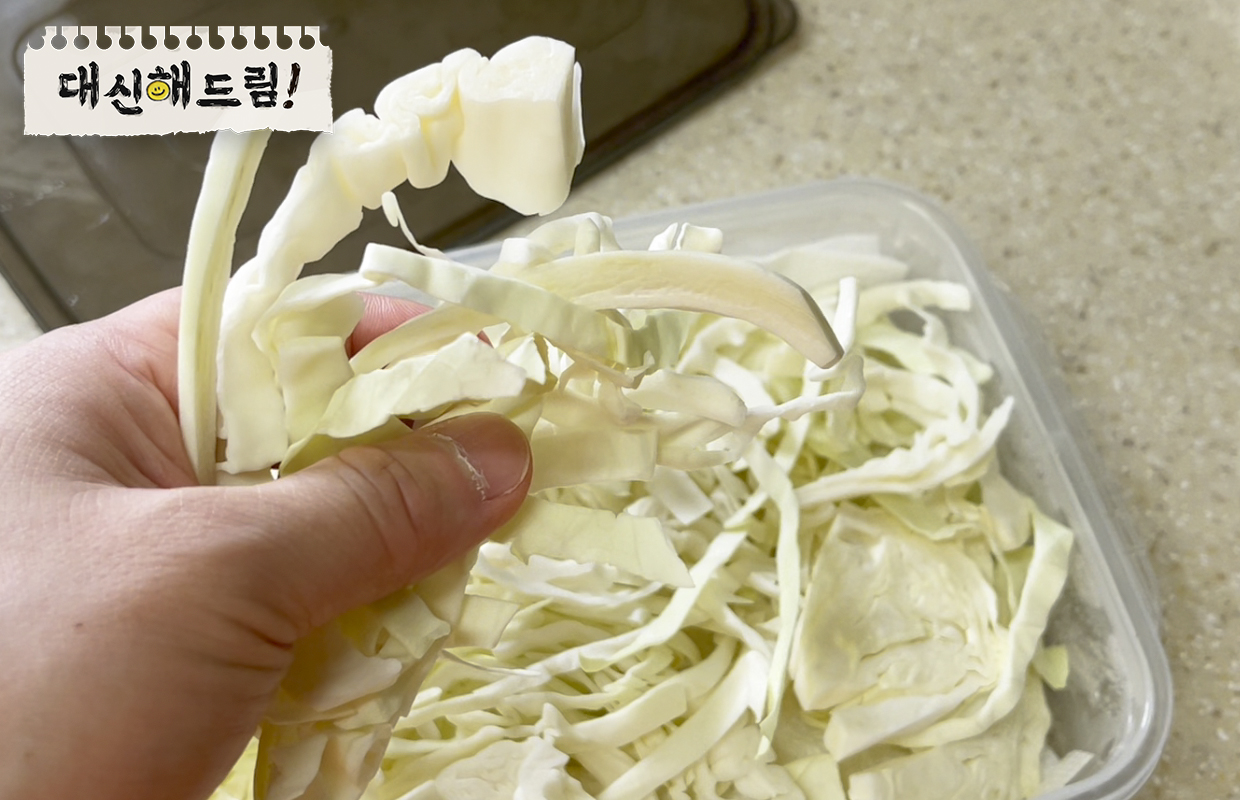 신선한 양배추채